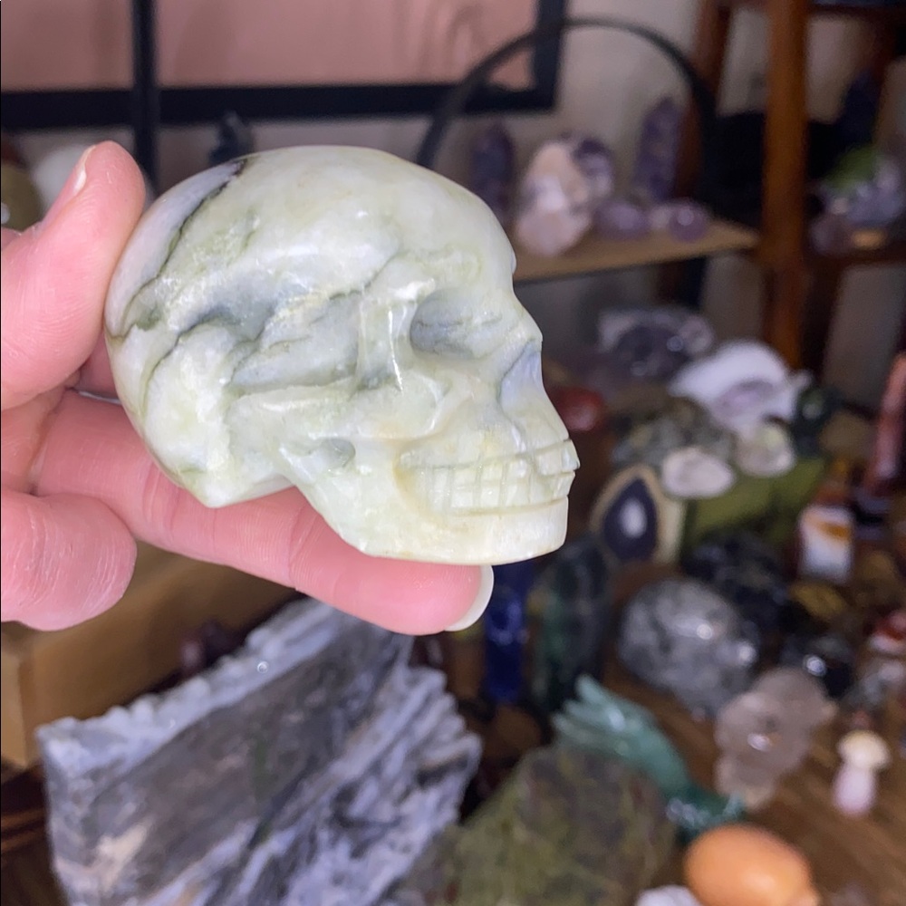 Unique Black Lace Serpentine Skull Carving - Picture 7 of 7